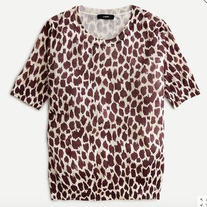 J.Crew Silk-Blend Lightweight Giraffe Animal Print Sweater Plus Size 3X